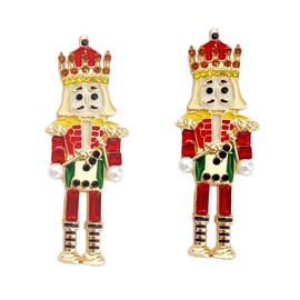 Christmas Earrings Nutcracker Earrings Stud for Women Creative Beaded Santa Claus Earrings Cute and Interesting Nutcracker Holiday Earring Christmas Stocking Stuffers (red)