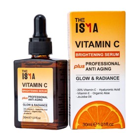 THE ISMA Vitamin C Serum for Face, Anti-Aging, 20% Vitamin C, Hyaluronic Acid, Vitamin E, Brightening Serum for Face/Neck/Eye Contour, All Skin Types 30ml