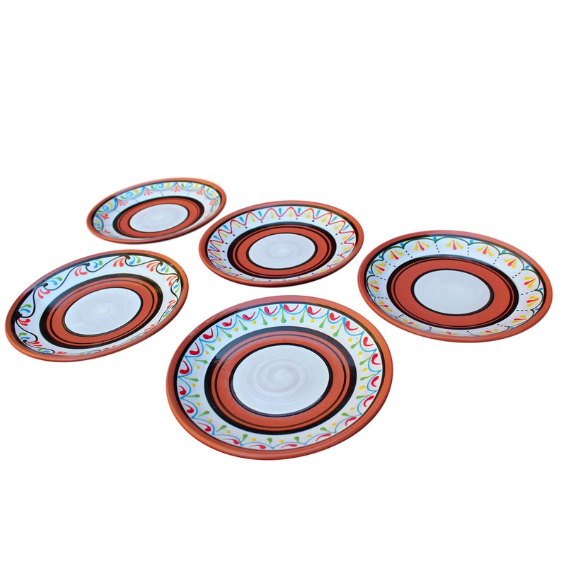 Cactus Canyon Ceramics Spanish Terracotta 5-Piece Salad Plate Set, White