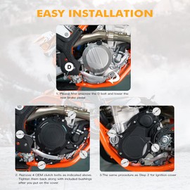 NICECNC Black 4T Engine Cover Protection Engine Guard Compatible with KTM EXC-F 250/350 2017-2023 XCF-W 350 2020-2022 Compatible with Husqvarna FE 250/350 2017-2023 See Fitment