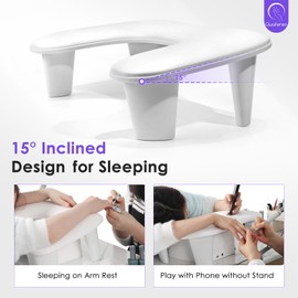 Arm Rest for Nails Tech: U-shaped Manicure Nail Arm Rest Stand Big White Armrest Microfiber PU Leather Hand Rest Pillow for Acrylic Nail Cushion