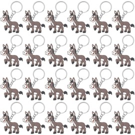 KeeStar 24 Pack Donkey Keyring Party Favor Packs for Farm Animal Baby Shower, Barnyard Themed Party, Birthday, School Carnival Rewards, Classroom Prize