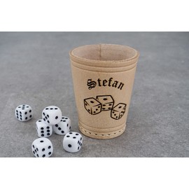 Garage-SixtySix Puzzle Cup with Cubes Design | Real Leather Dice Cup | Includes 6 Dice