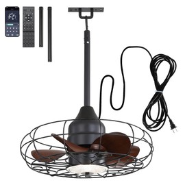 Outdoor Fans for patios 21'' Ceiling Fans with Lights Wet Rated Outdoor Hanging Fan for Gazebo, Plug in Caged Lighting for Pergola Canopy,Hanging with Hook, 3 Color LED Gazabo Lights, Waterproof