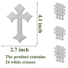 Cross Patches Iron On Cross Embroidery Applique Patch, DIY Decor Patches for Clothing Jeans Jackets Backpacks Hats Shirts (24 Pieces White)