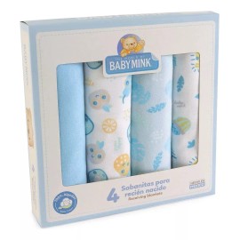 Baby Mink Sabanitas Baby Mink® Algodón Para Recién Nacido 4pz