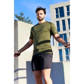 HUAKANG HUAKANG 3 Pack T Shirts Men Breathable Sport Shirts Cool Dry Running Tops Short Sleeve Gym Tops for Men(520 Black Grey White-M)