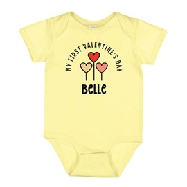 TATY Kids My First Valentine's Day Belle Baby Infant One Piece Bodysuit 12 Months Banana