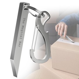 The EDC Heavy Duty Pry Bar, FlyCoco Mini Keychain Pry Bar Everyday Carry for Opening Boxes, Turning Screws, Stainless Steel Pocket Multitool for Men Women Include Keychain