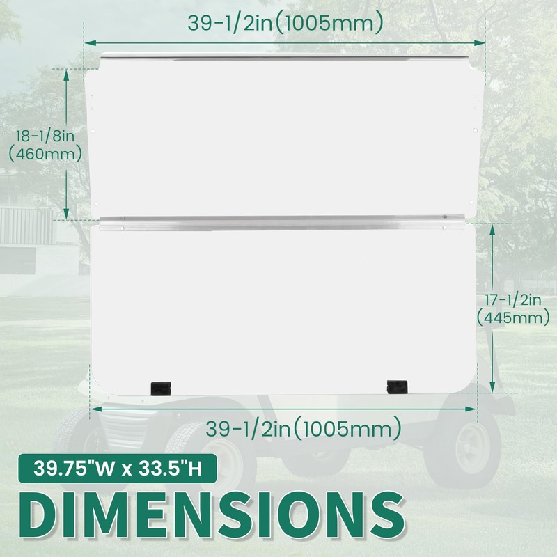 ECOTRIC Front Windshield Compatible with 1982-2000.5 Club Car DS Folding