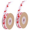 2pcs Red Ribbon 1.5cm/0.6in Wide Heart Pattern Packaging Ribbons DIY