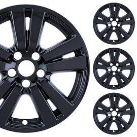 PACRIM 18" Gloss Black Wheel Skin Set Made Compatible with Honda Pilot (2016-2018) and Honda Ridgeline (2018-2020) | Durable ABS Plastic Cover Hubcap | Fits Directly Over OEM Wheel