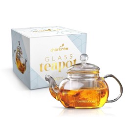 Charbrew Glass Tea Pot Borosilicate Glass Tea Pots Tea Strainer for Loose Leaf Tea (800ml)