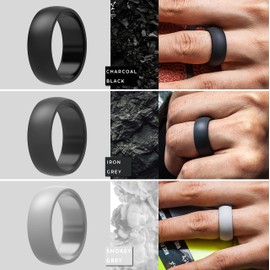 ThunderFit Anillo de boda de silicona para hombre, 8,7 mm de ancho, 2,5 mm de grosor, 9.5-10 (19.8mm), silicona