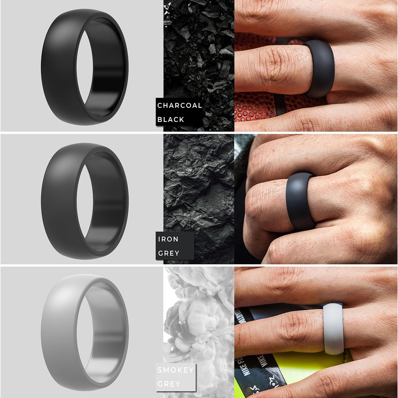 ThunderFit Anillo de boda de silicona para hombre, 8,7 mm