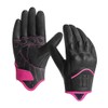 Harssidanzar Womens Full Finger Goatskin Leather Touchscreen Motorcycle Gloves GL016,PINKBlack,Size