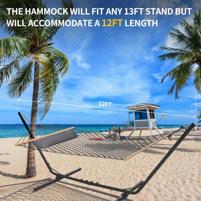 TONAHUTU 13FT Hammocks, Traditional Hand Woven Cotton Rope Hammock with