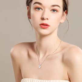 PEARLOVE 925 Sterling Silver Women's Name Capital Block Letter Alphabet A-Z Initials with Pearl Pendant Necklace for Teenagers Women, 45 + 5 cm, Sterling Silver, Pearl, White