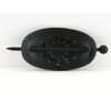 Leather With Wood Slide Stick Oval Hair Pin Barrette (Black)