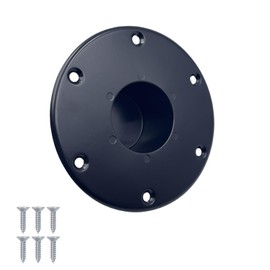 YJNAUPAI RV Trailer Pedestal Base Round Flush Mount Table Leg Base, Aluminum RV/Boat Pedestal Table Base Flange - Floor Mounting Base with 6 Mounting Holes - Includes Mounting Screws（Black）