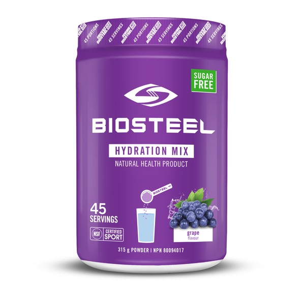 BioSteel Hydration Mix - Sugar Free, Essential Electrolyte Sports Drink Powder - Grape - 45 Servings