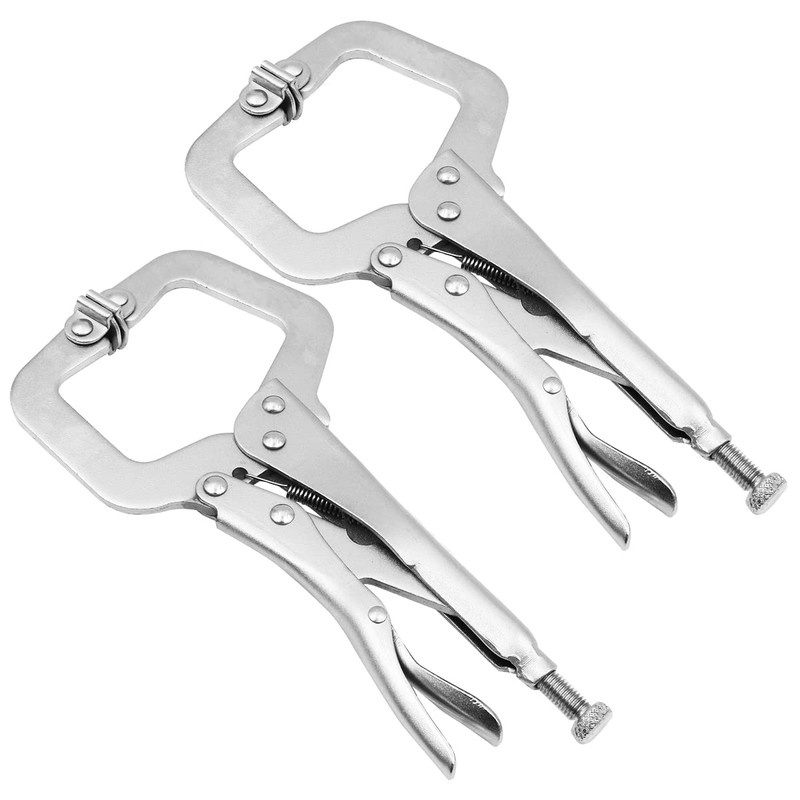 NUZAMAS (Set of 2) 9" Locking C-Clamp with Swivel Pads