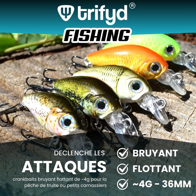 trifyd ® Trout Cranckbait 4cm, Pack of 5 fishing lures