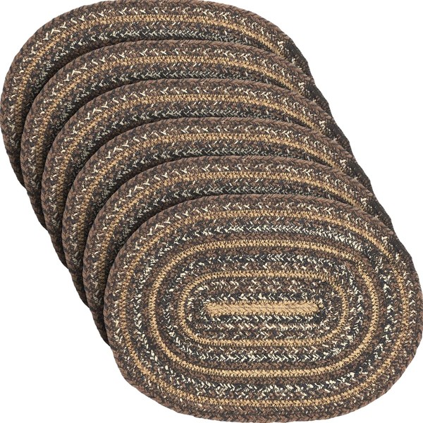 VHC Brands Country Espresso Table Placemat Brown Black Tan Jute