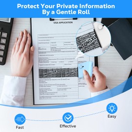 MoKo Identity Theft Roll Stamp, Refillable Wide Privacy Stamp with 2 Ink Refills, Data Protection Stamp Roll for ID Account Data Address Security, Blue