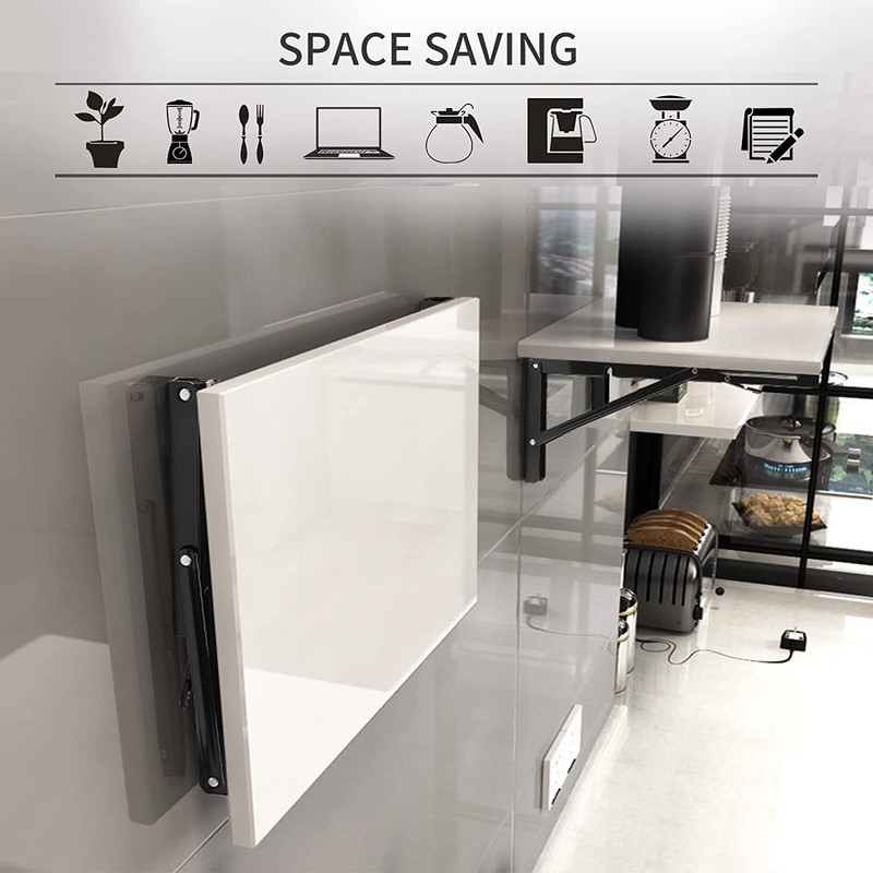YUMORE 16 Inch Folding Shelf Brackets, Heavy Duty Collapsible Shelf