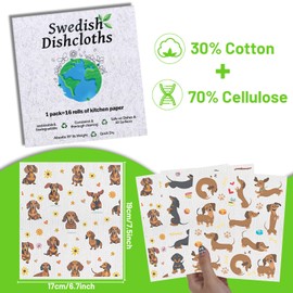 InIsaJace Dachshund Dog Gifts Swedish Dishcloths, 6 Pack Swedish Dish Cloths for Kitchen, Dog Absorbent Reusable Cellulose Sponge Cloths Kitchen Towels