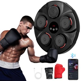 FAHKNS Music Boxing Machine Home Wall Mounted Electronic Boxing Machine Black, Portable Smart Bluetooth LED Lights Musical Boxing Machine, Home Kids Adult Boxing Training, Stress Release