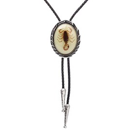 HUABOLA CALYN Bolo tie for Men- Unique Luminous Stone Native American White 3D Scorpion Animal Bolo ties Handmade