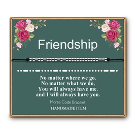 ASELFAD Friendships Bracelets,Sterling Silver Morse Code Bracelet, Best Friend Birthday Gifts for Women,Christmas gifts for Friends,Friends Female