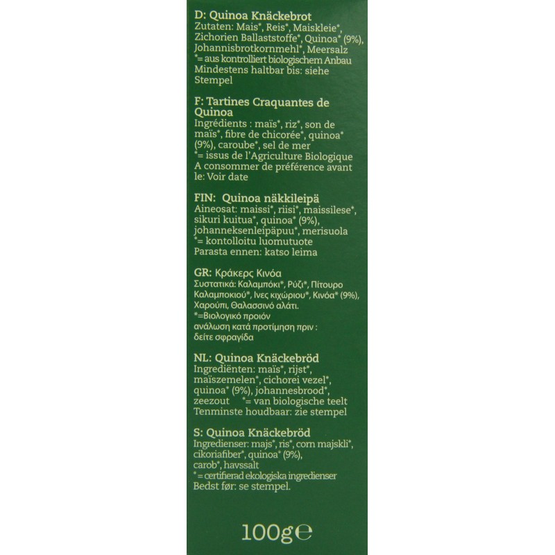 AMISA Organic Gluten Free Quiona Fibre Plus Crispbread 100g (PACK