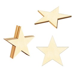 100 Pieces Wood Stars for Crafts，Unfinished Wood Stars for Crafts，Blank Wood Pieces Wooden Cutouts Ornaments for DIY Craft Project，Festival & Party Decoration - 2 inch