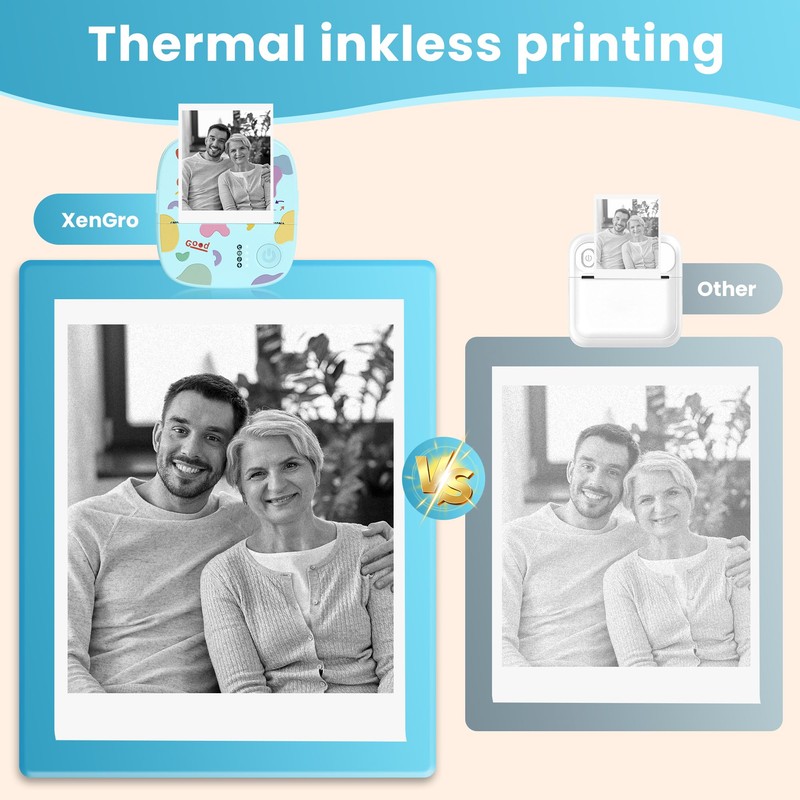 XenGro Mini Portable Sticker Printer, Mini Thermal Printer with 3