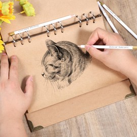 LIQWEI 10Pcs White Charcoal Pencils, Eraser Pencils for Artists, Professional Sketching Pencil Eraser Chalk, White Grease Pencil for Highlighting, Sketching, Blending