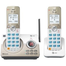 AT&T DL72219 DECT 6.0 - Teléfono inalámbrico de 2 Auriculares para el hogar con conexión a la célula, Bloqueo de Llamadas, visualización retroiluminada de 1.8 Pulgadas, Botones Grandes,