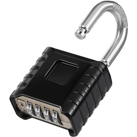 ZHEGE Heavy Duty Combination Lock Outdoor, 4 Digit Large Weatherproof Padlock - High Security & Design of Hidden Password Suitable for Garden Gate, Fence, Storage Shed, Garage (Black)