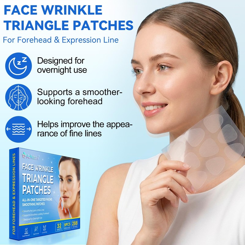 Forehead Wrinkle Plasters, 288 Pieces, Triangular Anti-Wrinkle Plasters for Forehead,