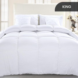 Utopia Bedding Comforter Duvet Insert, Quilted Comforter with Corner Tabs, Box Stitched Down Alternative Comforters King Size (White)