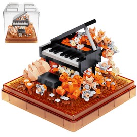 JEMPET Bouquet Building Toy Set - Mini Building Block Building Block Set - Musical Instruments, Flowers, Botanical Collection, Eternally Decorated Flower with Dust Cover (Piano Model)