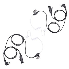 DTR650 RDM2070D - Auricular de vigilancia de 2 hilos compatible con Motorola Radio CLS1410 CLS1110 CP200 GP300 GP2000 con micrófono PTT grande, tubo acústico de aire transparente, 2 pines