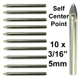 3/16" Glass and Tile Drill Bit 10 Pack 5mm Tungsten Carbide Drill Holes in Plant Pots Wall Tile Marble Slate Travertine Sea Shells Sea Glass Jewelry Drills Hardie Drywall Fiberglass PVC Plastic