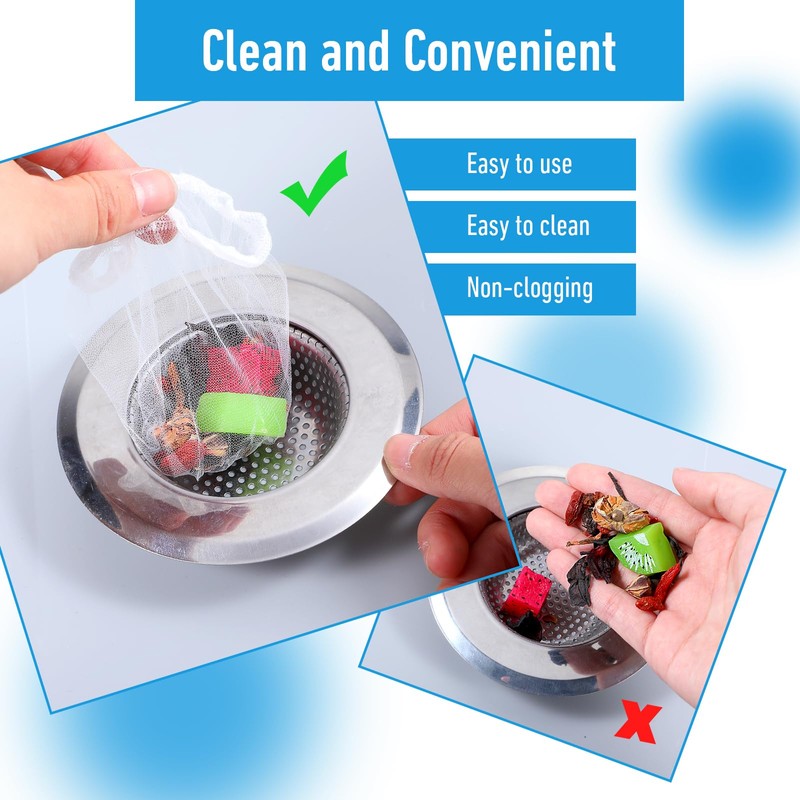 Sibba 200 Pcs Kitchen Disposable Mesh Sink Strainer Bag Flippable