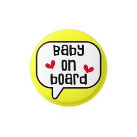 EMUWORKS - Baby On Board Badges , Featuring Speech Bubble Pregnancy Announcement In Style , Yellow Pin Button Badge Pinback Closing , Small and Durable Size 1 inch 25 mm