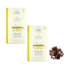 DEU | Dolfin® | Dunkle Schokolade 60% und Ingwer | Riegel mit 60% Kakao und frischem Ingwer – 2 x 70 g