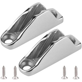 MerciL Boat Rope Clam Cleat, 316 Stainless Steel Boat Clam Cleat Rope Line Clamp Jam Grip Boat Hardware Parts for 3mm/4mm Line Ship Sailing Kayak Accessories (2), Silver