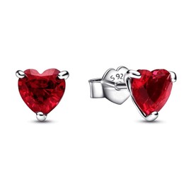 CWOne Designs Sterling Silver Earrings for Women. Sparkling Stud or Hoop Earrings Gifts (Red Heart Stud)